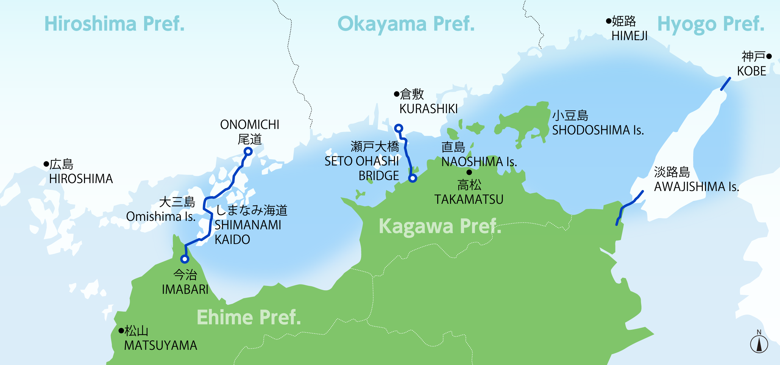 主な瀬戸内海のクルージングエリア